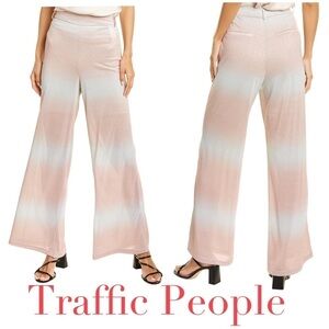 TRAFFIC PEOPLE BLEEDING BEAUTIES PANT wide leg. Gold silver metallic